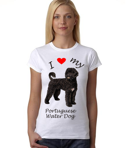 Dogs - I Heart My Portuguese Water Dog on Womans Shirt